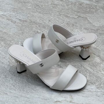 Chanel Vintage Pearl Heels, White - AjmanShop