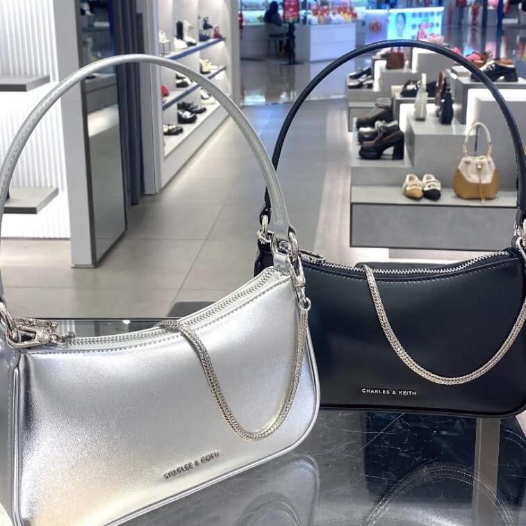 Charles & Keith Bag in Metallic Curved Shoulder Bag - AjmanShop