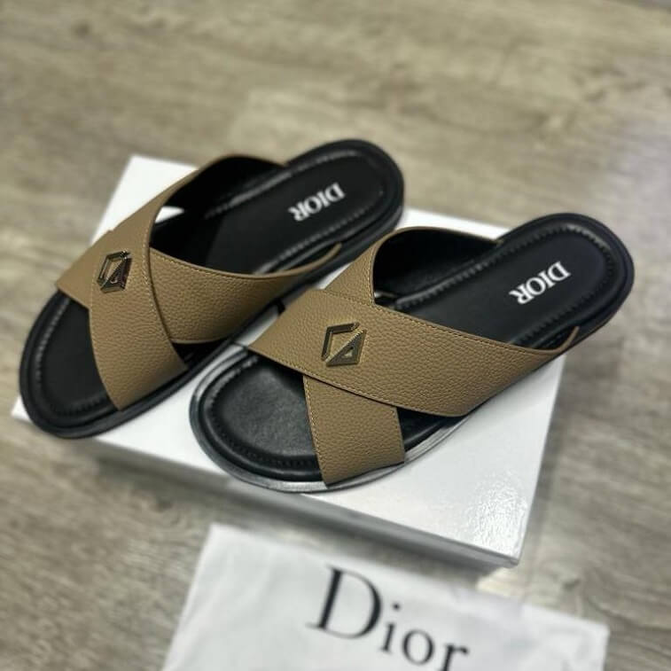 Dior Mens Sandal Cross Strap Design with Logo in AjmanShop