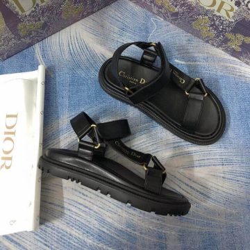 Dior Wave Sandal for Women in Leather Black and White - UAE