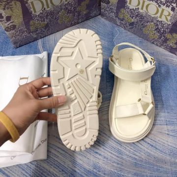 Dior Wave Sandal for Women in Leather Black and White - AjmanShop