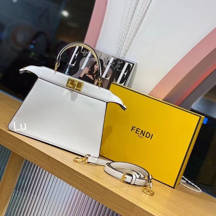 Fendi Peekaboo White Mini Handbag - AjmanShop