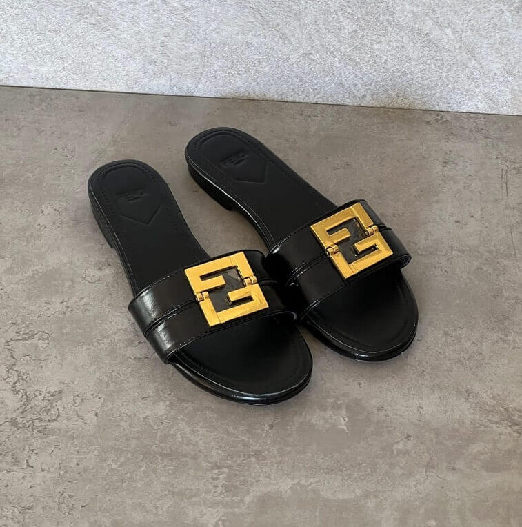 Fendi Slippers, Black - AjmanShop