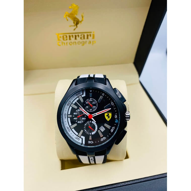 Ferrari White Watch For Men Water Resistant Chronograph Watch - AjmanShop