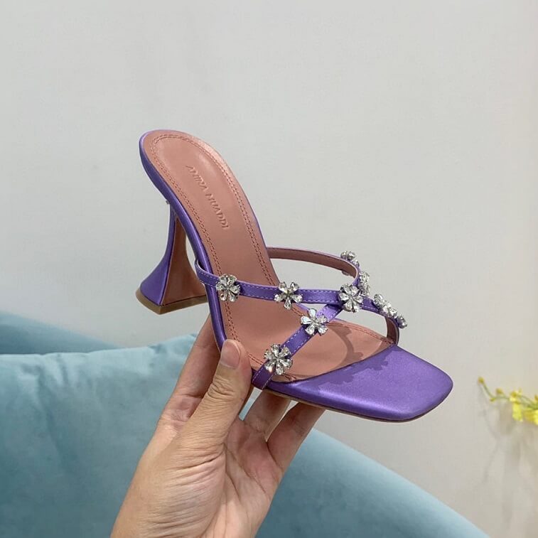 Flower Stone Heels For Women by Amina Muaddi in Ajman Shop