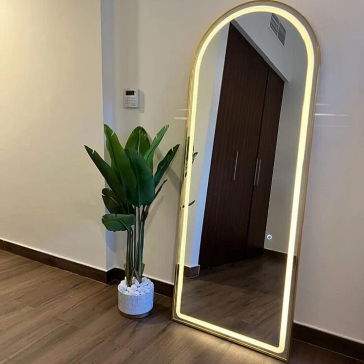 Full Length Arched Gold Wall Mirror - AjmanShop