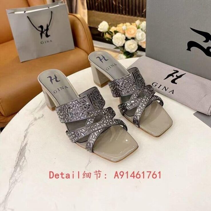 Gina Mid Heel for Women with Stone Work - AjmanShop