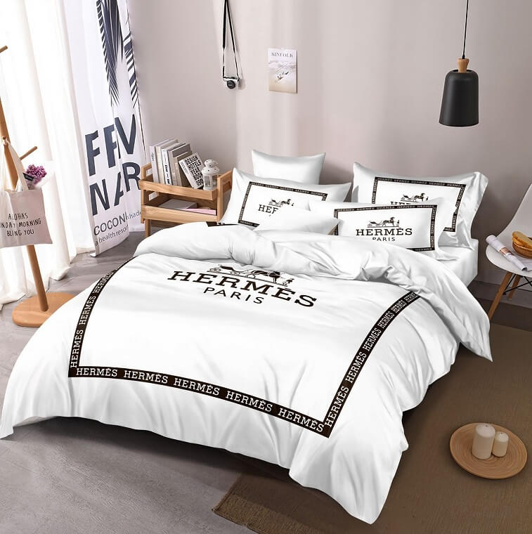Hermes Bedsheet, White - AjmanShop