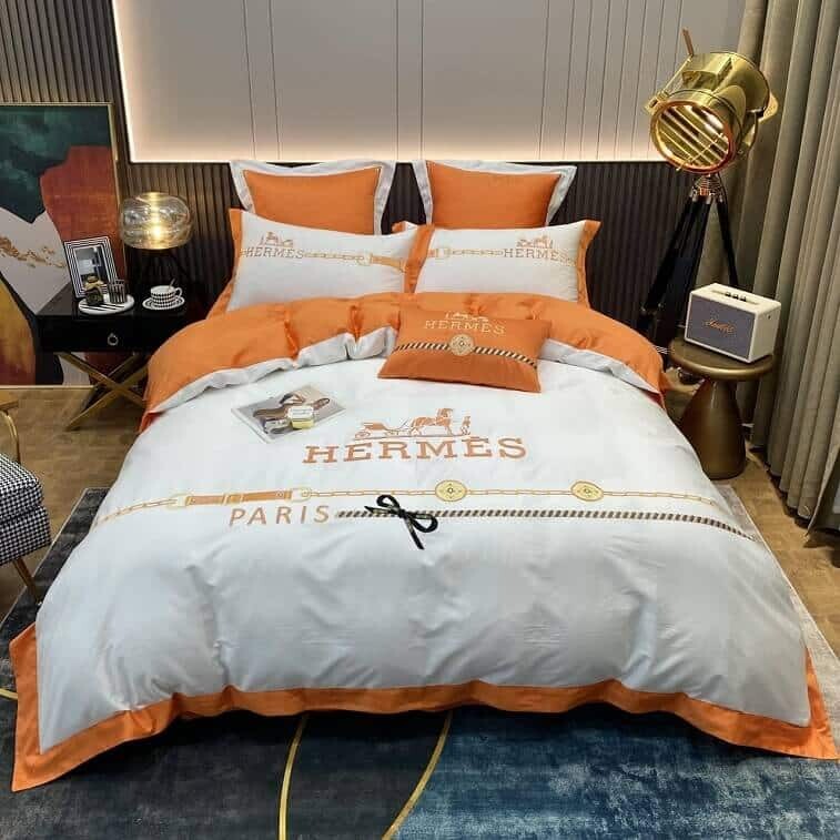 Hermes Brand Bedsheet Set 6pcs in Cotton Material- AjmanShop