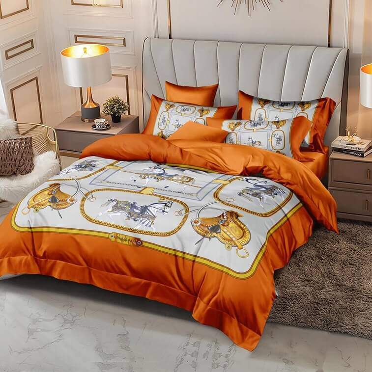 Hermes Brand Bedsheet Set 6pcs in Cotton Material- AjmanShop