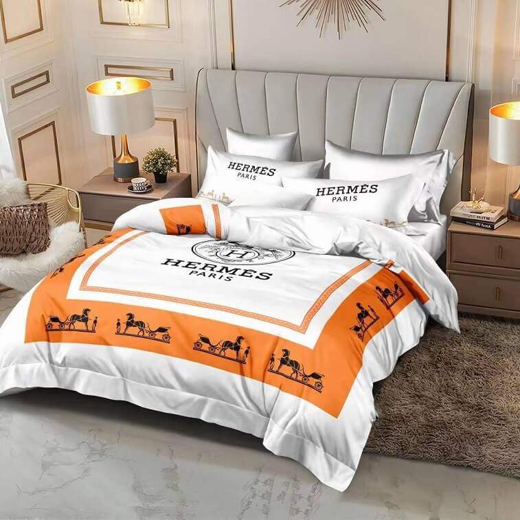 Hermes Brand Bedsheet Set 6pcs in Cotton Material- AjmanShop