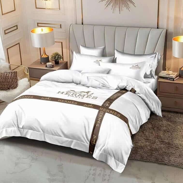 Hermes Brand Bedsheet Set 6pcs in Cotton Material- AjmanShop