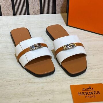 Hermes Buckle Slipper, White - AjmanShop