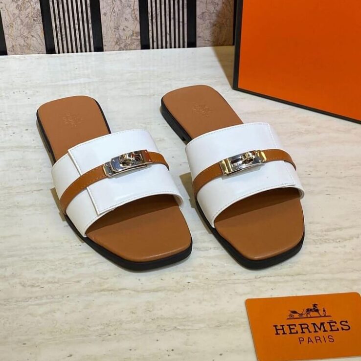 Hermes Buckle Slipper, White - AjmanShop