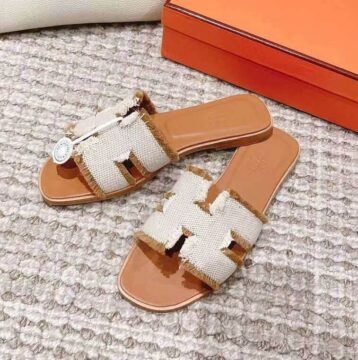 Hermes Calfskin Slipper, White - AjmanShop