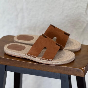 Hermes Canvas Slides, Brown - AjmanShop