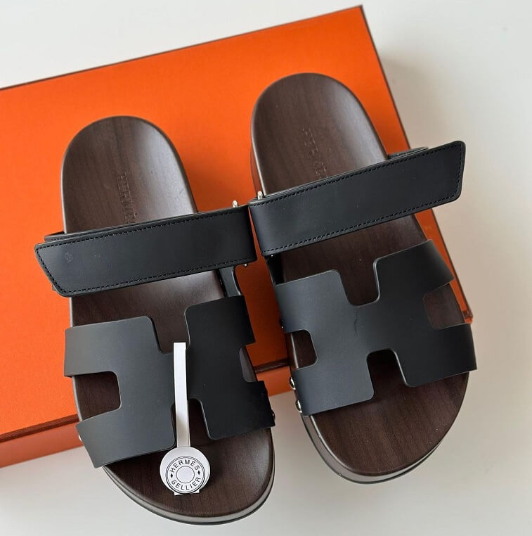 Hermes Chypre Sandal, Wood Black - AjmanShop