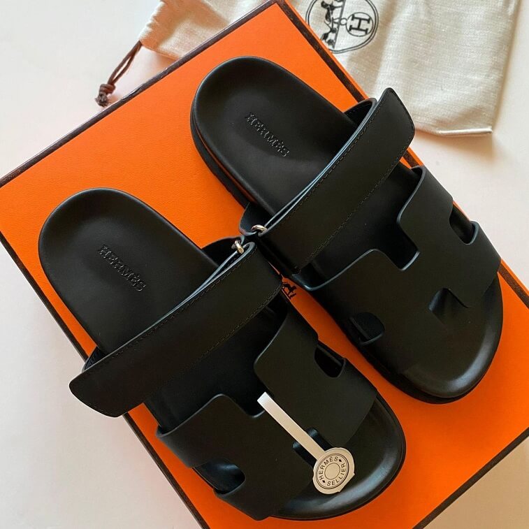 Hermes Chypre Women Sandals Black - AjmanShop