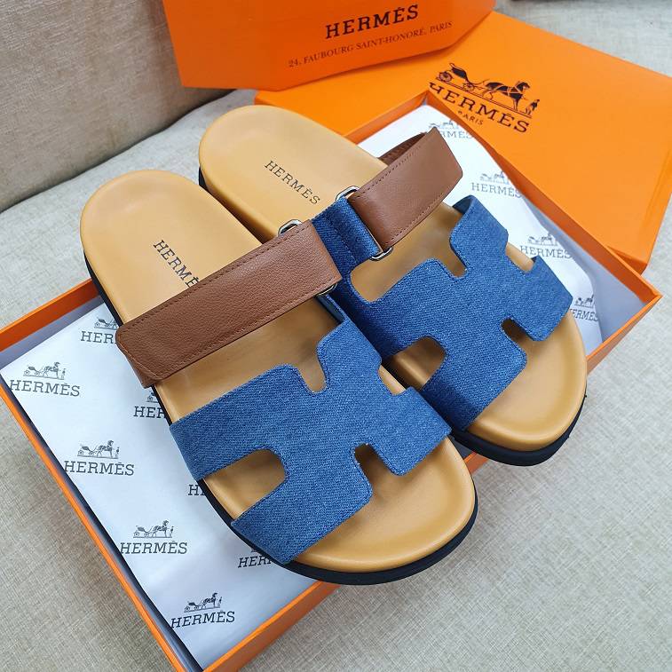 Hermes Chypre Women Sandals Blue, Brown - AjmanShop