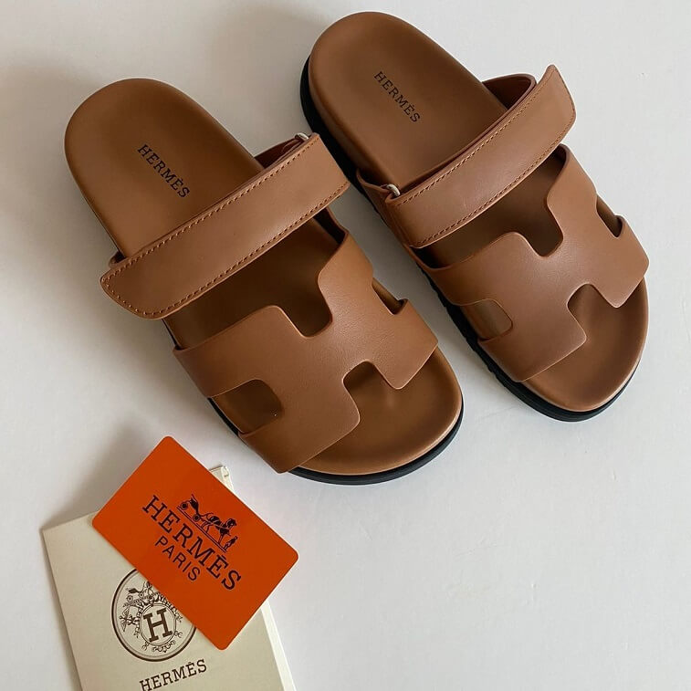 Hermes Chypre Women Sandals Caramel - AjmanShop