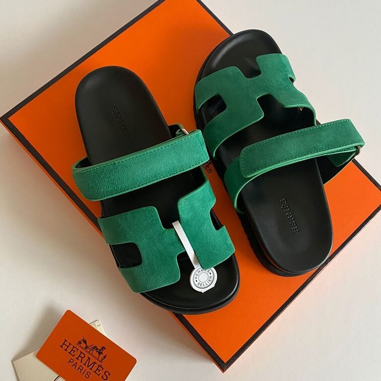 Hermes Chypre Women Sandals Green - AjmanShop