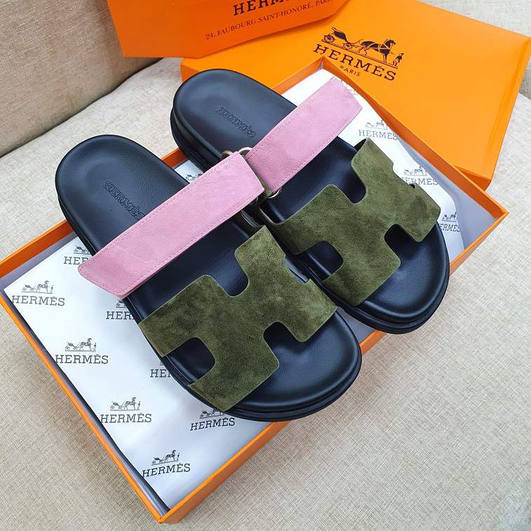 Hermes Chypre Women Sandals Olive, Pink - AjmanShop