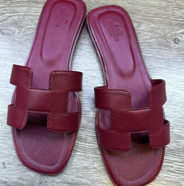 Hermes Flat Sandal, Red - AjmanShop