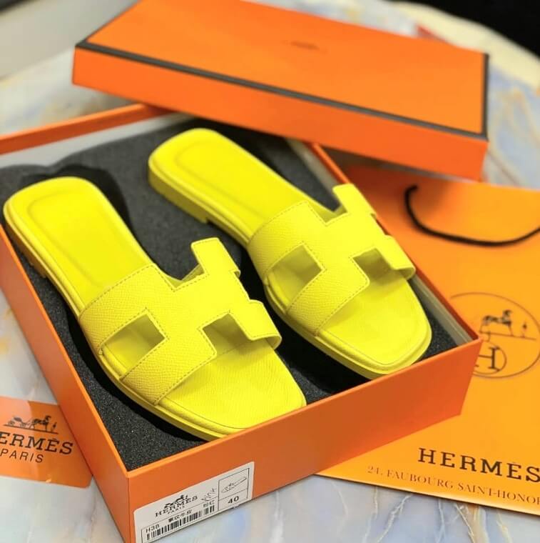 Hermes Flat Slipper, Yellow - AjmanShop