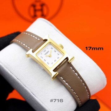 Hermes Heure H Watch, Brown-Gold - AjmanShop