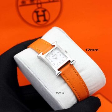 Hermes Heure H Watch, Orange-Silver - AjmanShop