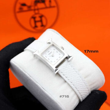 Hermes Heure H Watch, White-Silver - AjmanShop