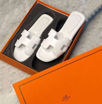 Hermes Leather Slipper, White - AjmanShop