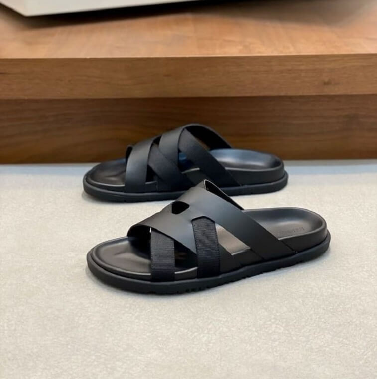 Hermes Men Sandal, Black - AjmanShop