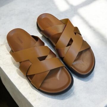 Hermes Men Sandal, Black & Green - AjmanShop