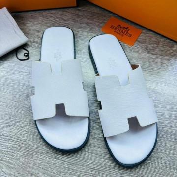 Hermes Mens Leather Sandal White- AjmanShop