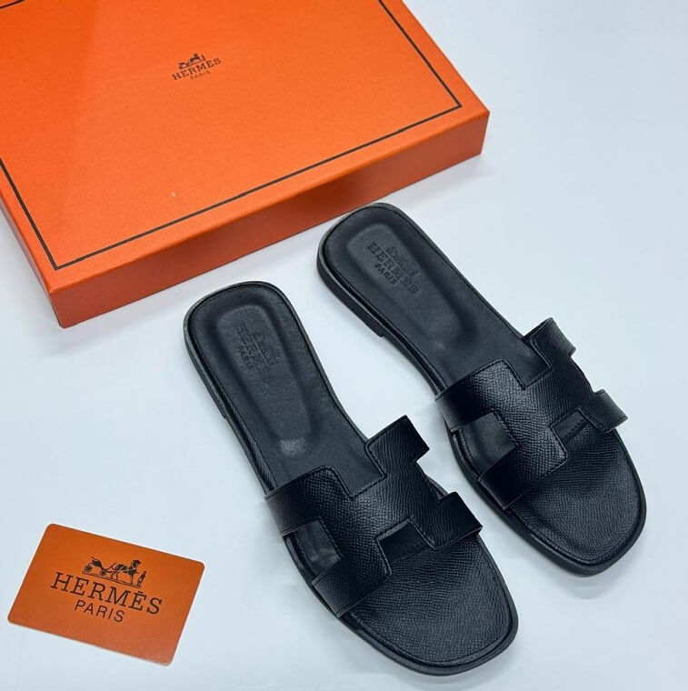 Hermes Oran Slipper, Black - AjmanShop