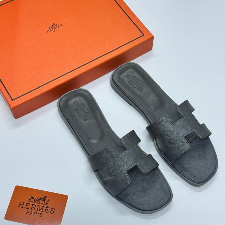 Hermes Oran Slipper, Dark Gray - AjmanShop