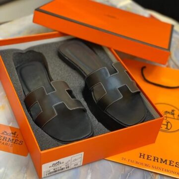 Hermes Slipper, Black - AjmanShop