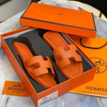 Hermes Slipper For Women, Orange | Hermes Oran Slippers - AjmanShop