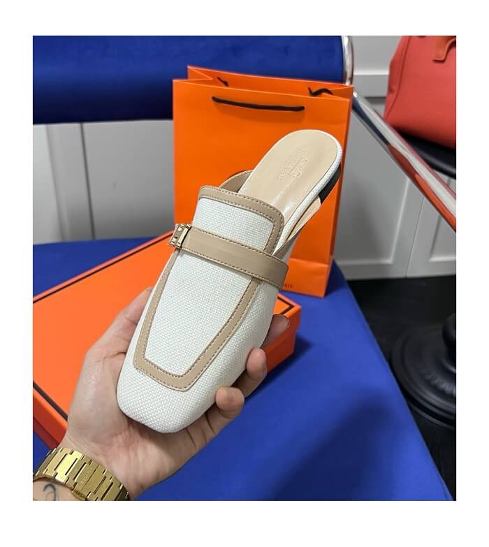 Hermes White Loafer Shoes for Women in Ajmanshop 