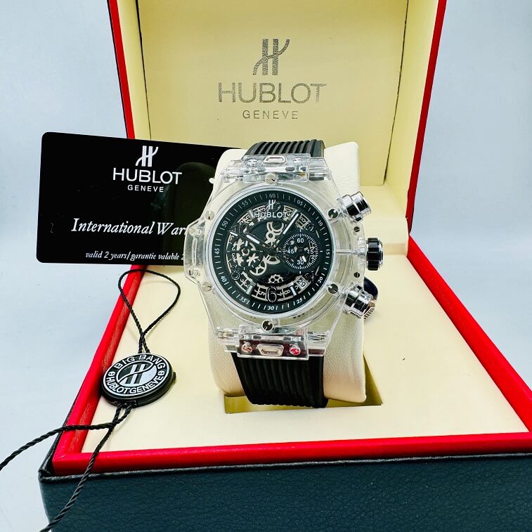 Hublot Chronograph Watch For Men with Rubber Belt - AjmanShop