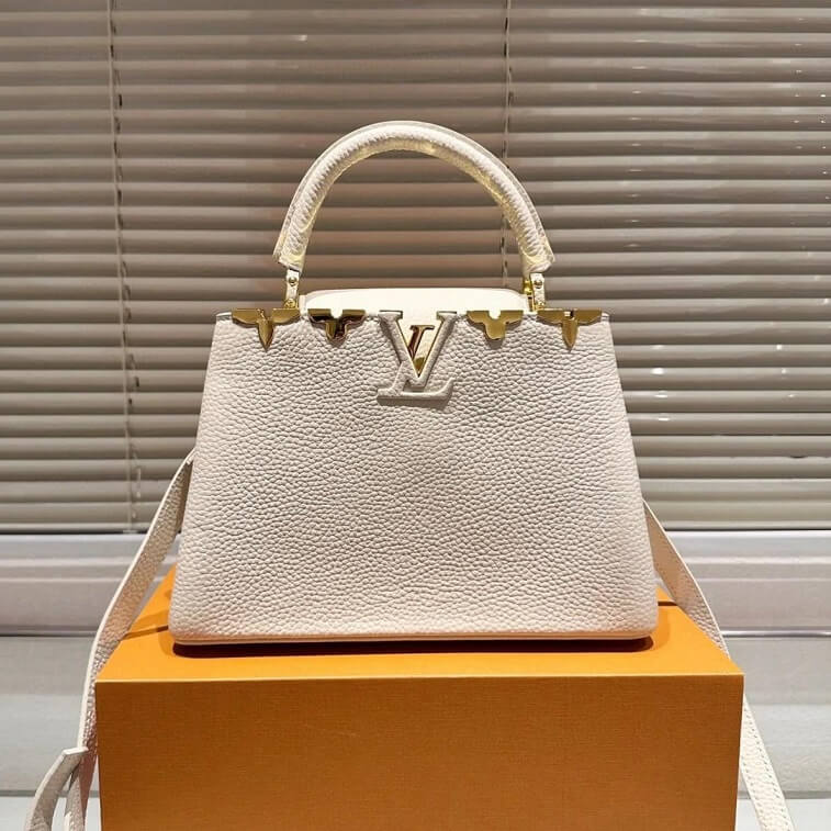 LV Capucines Bag Metal Floral Edge Taurillon Leather - AjmanShop