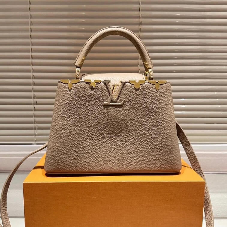 LV Capucines Bag Metal Floral Edge Taurillon Leather - AjmanShop