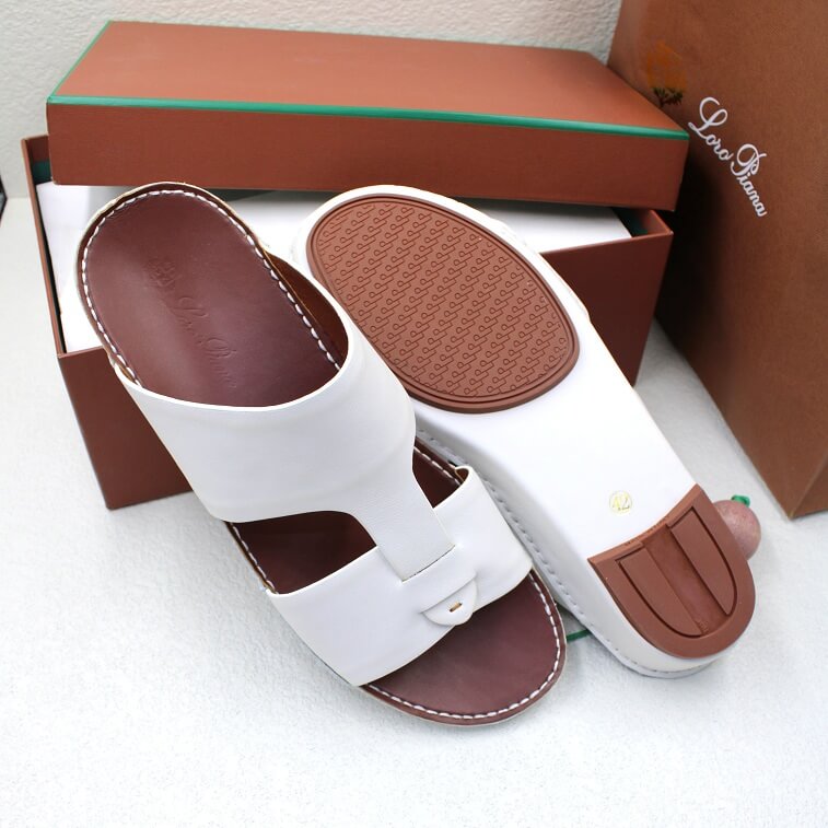 Loro Piana Sandal For Men in Full Leather White Color- Ajman Shop