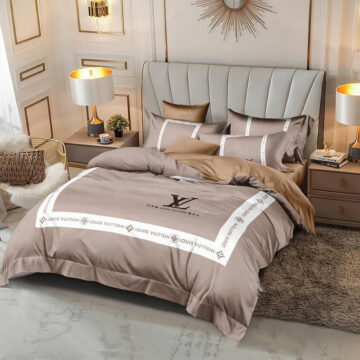 Louis Vuitton Grey Bedsheet Set 6pcs in Cotton Material- AjmanShop