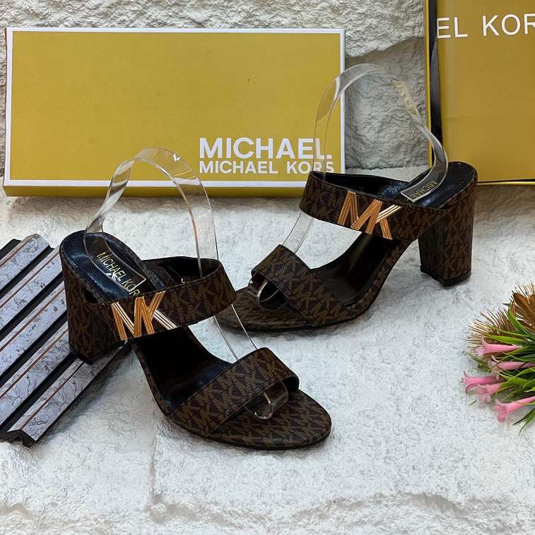 MK Cap Heels For Women with Gold Logo - AjmanShop