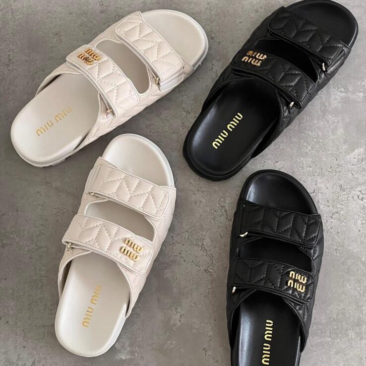 Miu Miu Canvas Slides - AjmanShop