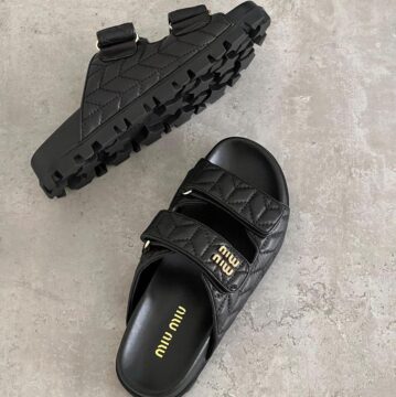 Miu Miu Canvas Slides, Black - AjmanShop