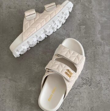 Miu Miu Canvas Slides, White - AjmanShop