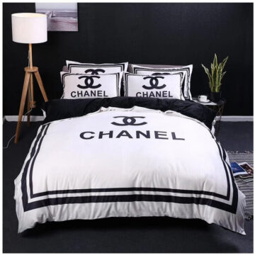 New Black White Chanel Bedsheet Set 6pcs in Cotton Material- AjmanShop